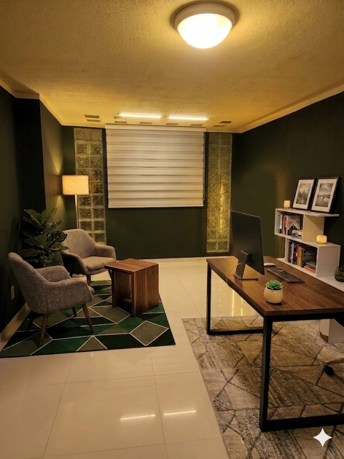 Oficina Privada The Lab — escritorio y zona lounge